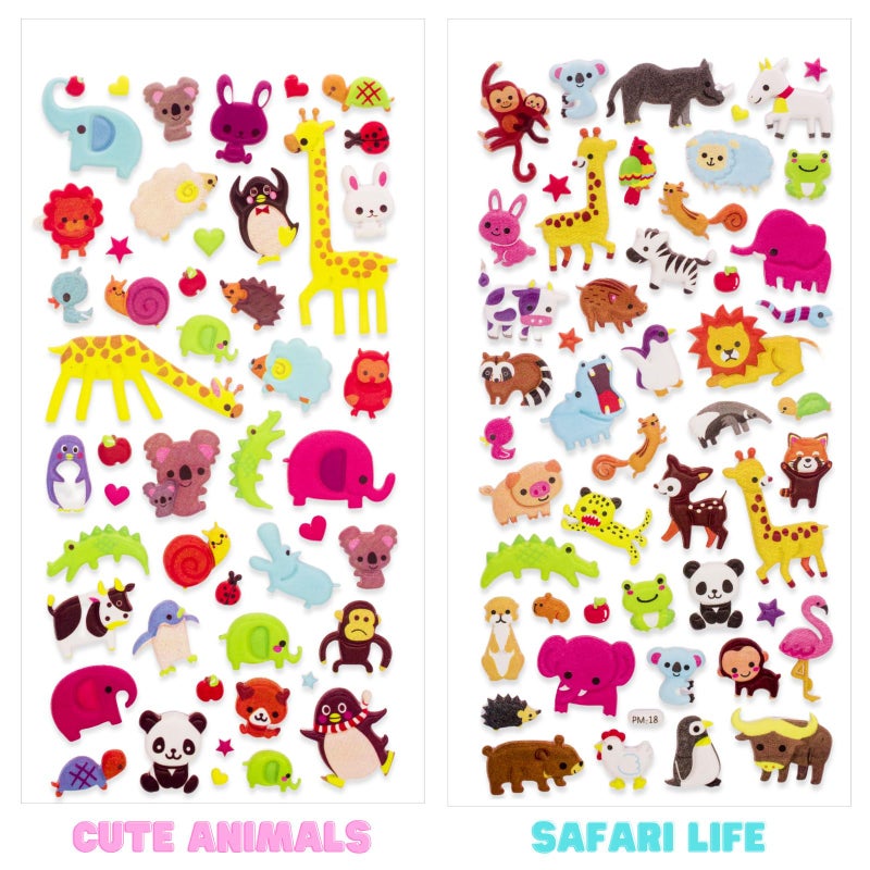IMNEXT2U 3D Puffy Stickers for Kids Resuable Sticker for Toddler, Boys, Girls 4 Sheets - Mother Child Animals, Dogs, Cats, Elephant, Giraffe, Monkey, Sheep, Panda, Koala, Rabbit (Zoo) - Image 2